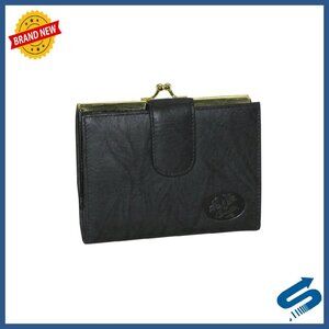 Leather Framed Wallet with 19 Card Slots & Snap Closure